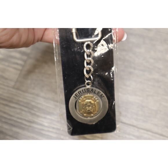 Jerusalem Jesus Mary Metal Keychain Silver Gold Locking Carabiner Screw Ring - Picture 10 of 10